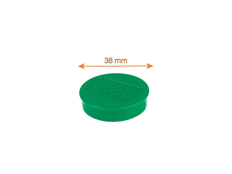 Nobo  Magnete, 38 mm, extra stark, 10 Stück, farbig sortiert Grün