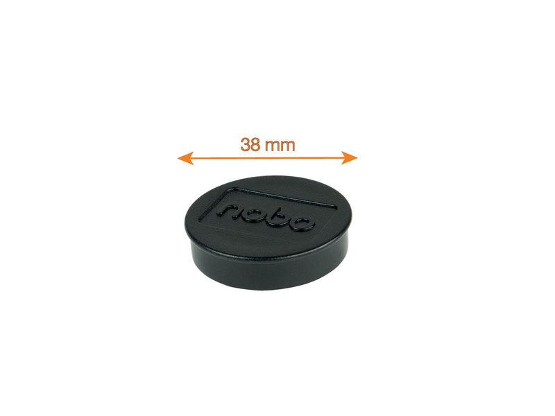 Nobo  Magnete, 38 mm, extra stark, 10 Stück, farbig sortiert Schwarz