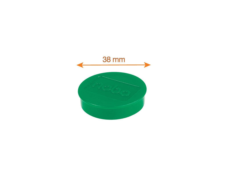 Nobo  Magnete, 38 mm, extra stark, 10 Stück, farbig sortiert Grün