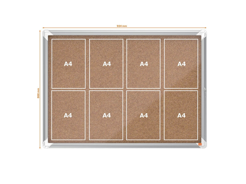 Nobo Premium Plus Schaukasten für den Innenbereich 8 x A4, Kork, Klapptür