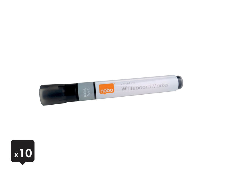 Nobo  Liquid Ink Boardmarker, trocken abwischbar, 10 Stück Schwarz