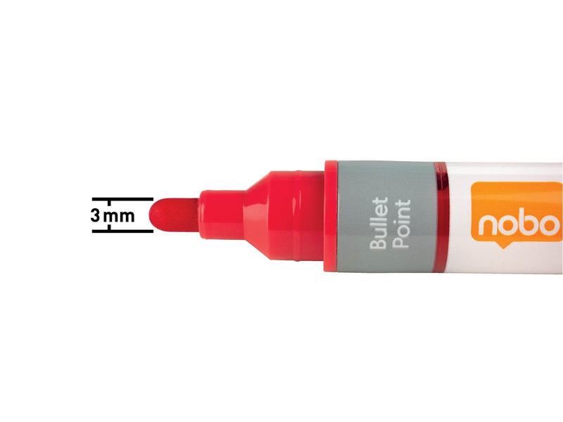 Nobo  Liquid Ink Boardmarker, trocken abwischbar, 10 Stück Rot