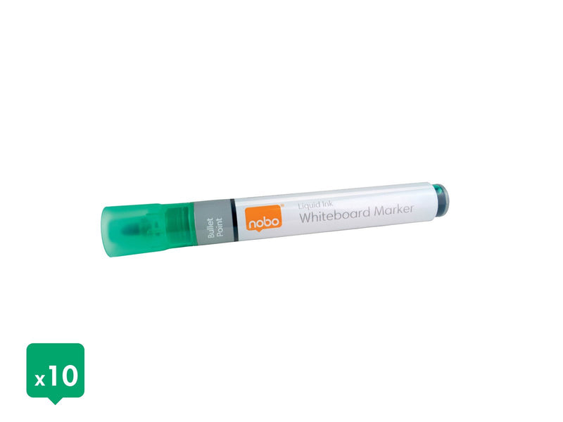 Nobo  Liquid Ink Boardmarker, trocken abwischbar, 10 Stück Grün
