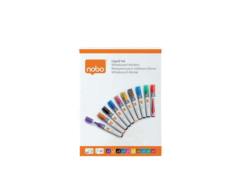 Nobo  Liquid Ink Boardmarker, trocken abwischbar, 10 Stück Sortiert
