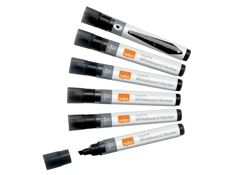 Nobo  Liquid Ink Boardmarker, trocken abwischbar, Keilspitze, 10 Stück Schwarz