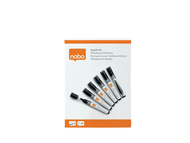 Nobo  Liquid Ink Boardmarker, trocken abwischbar, Keilspitze, 10 Stück Schwarz