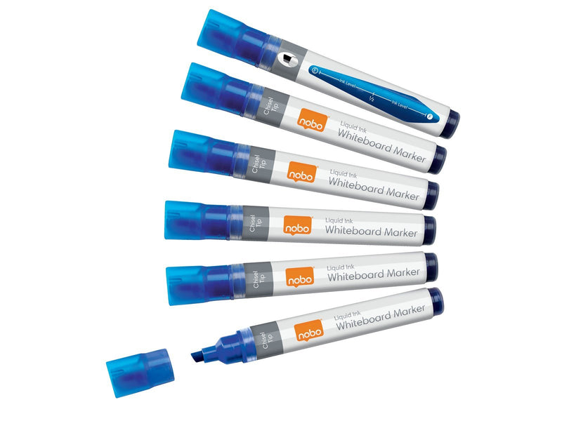 Nobo  Liquid Ink Boardmarker, trocken abwischbar, Keilspitze, 10 Stück Blau