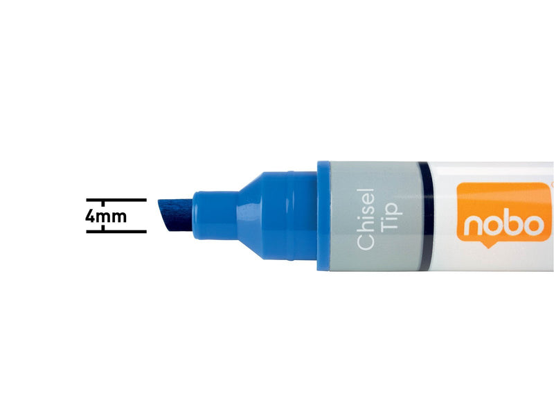 Nobo  Liquid Ink Boardmarker, trocken abwischbar, Keilspitze, 10 Stück Blau