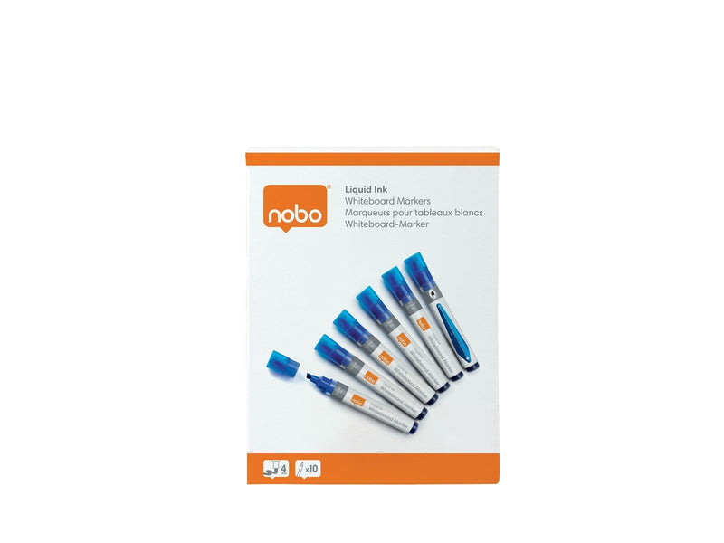 Nobo  Liquid Ink Boardmarker, trocken abwischbar, Keilspitze, 10 Stück Blau