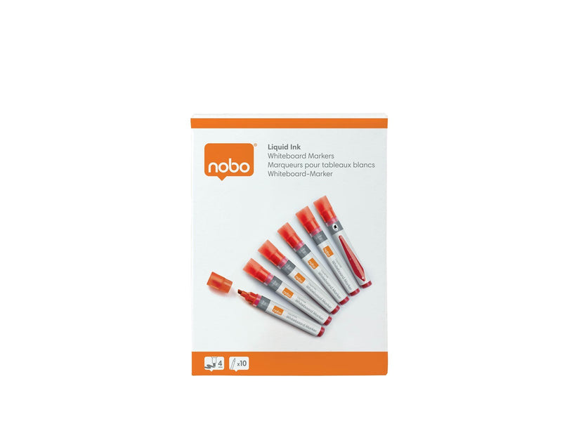 Nobo  Liquid Ink Boardmarker, trocken abwischbar, Keilspitze, 10 Stück Rot