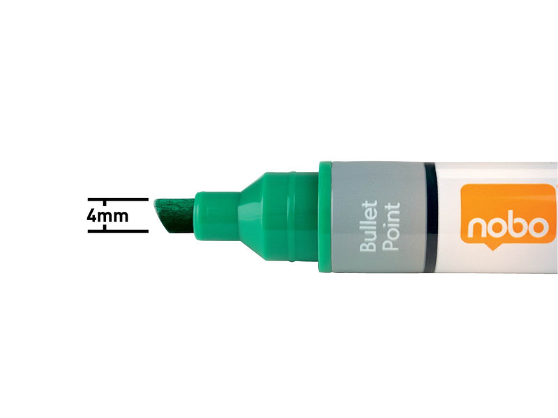 Nobo  Liquid Ink Boardmarker, trocken abwischbar, Keilspitze, 10 Stück Grün
