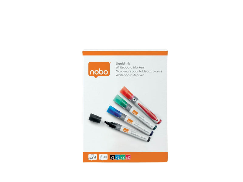 Nobo  Liquid Ink Boardmarker, trocken abwischbar, Keilspitze, 10 Stück Sortiert