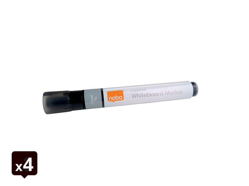 Nobo Liquid Ink Boardmarker, trocken abwischbar, Keilspitze, 4 Stück, Sortiert
