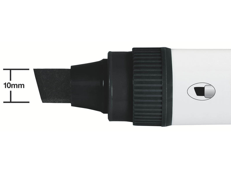Nobo  Glide Boardmarker, trocken abwischbar, große Keilspitze, 4 Stück Schwarz