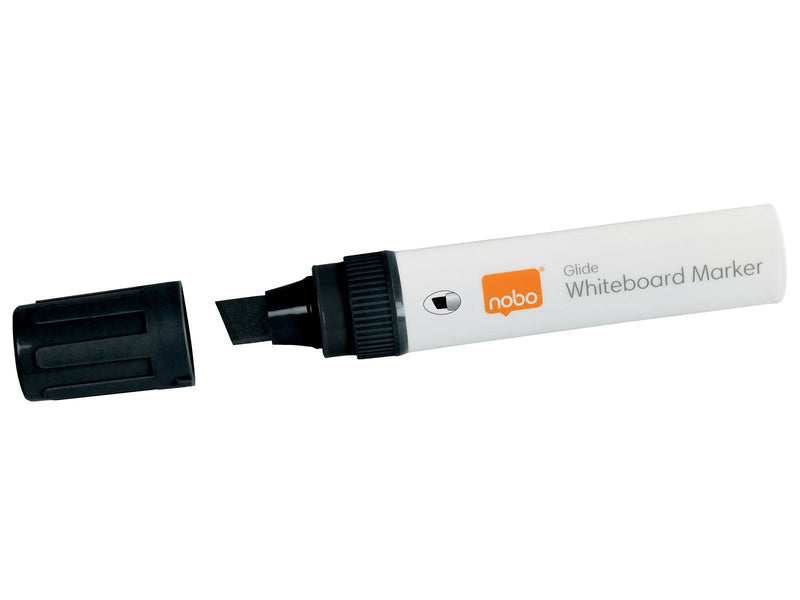 Nobo  Glide Boardmarker, trocken abwischbar, große Keilspitze, 4 Stück Schwarz