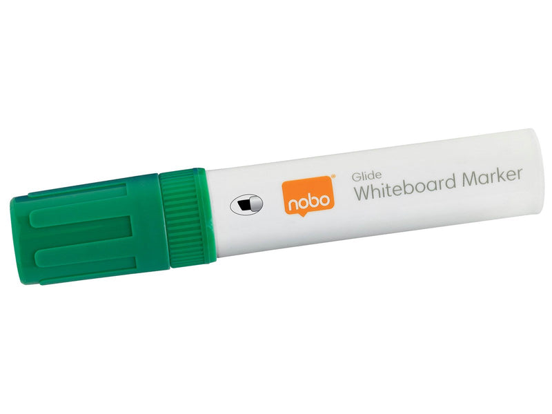 Nobo  Glide Boardmarker, trocken abwischbar, große Keilspitze, 4 Stück Grün