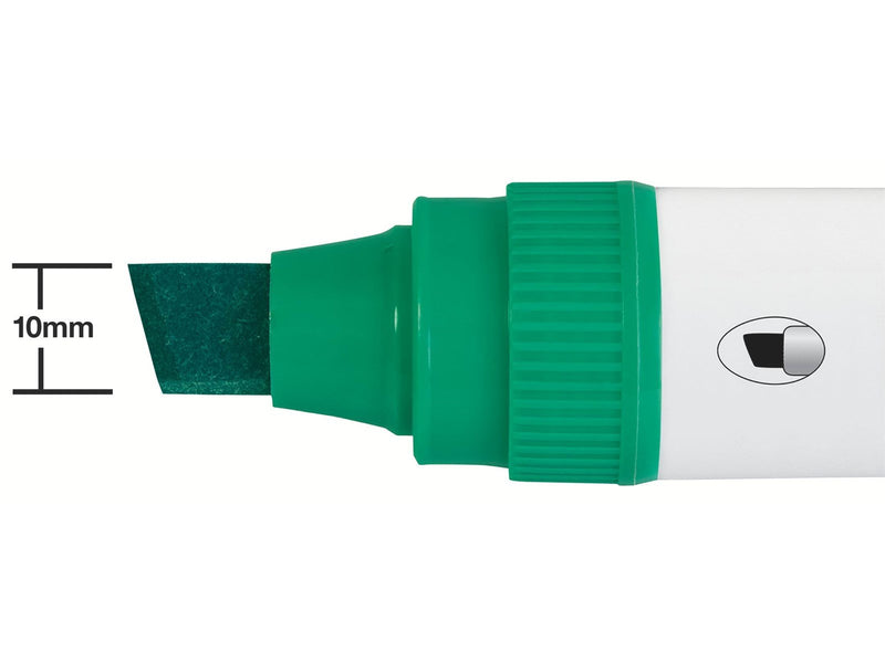 Nobo  Glide Boardmarker, trocken abwischbar, große Keilspitze, 4 Stück Grün