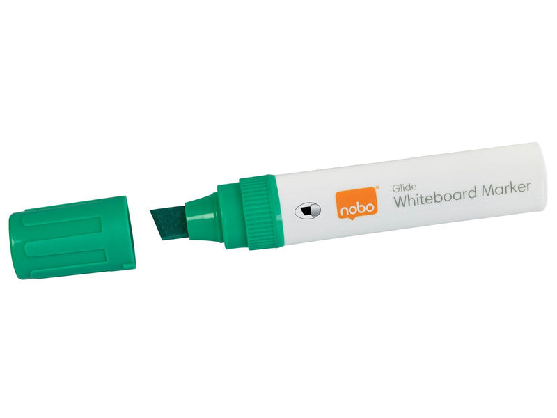 Nobo  Glide Boardmarker, trocken abwischbar, große Keilspitze, 4 Stück Grün