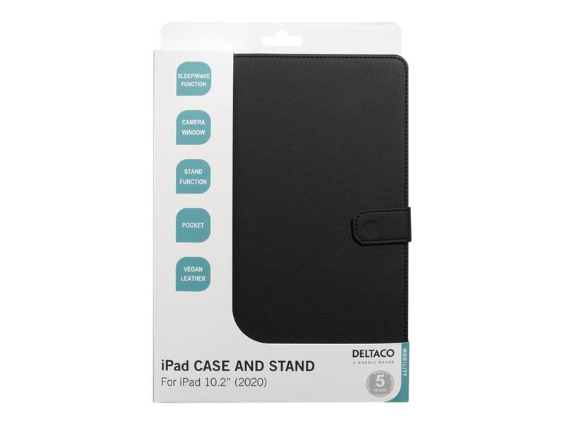 Deltaco Apple iPad 10.2" 2020 Case Vegan Leather Case - Black