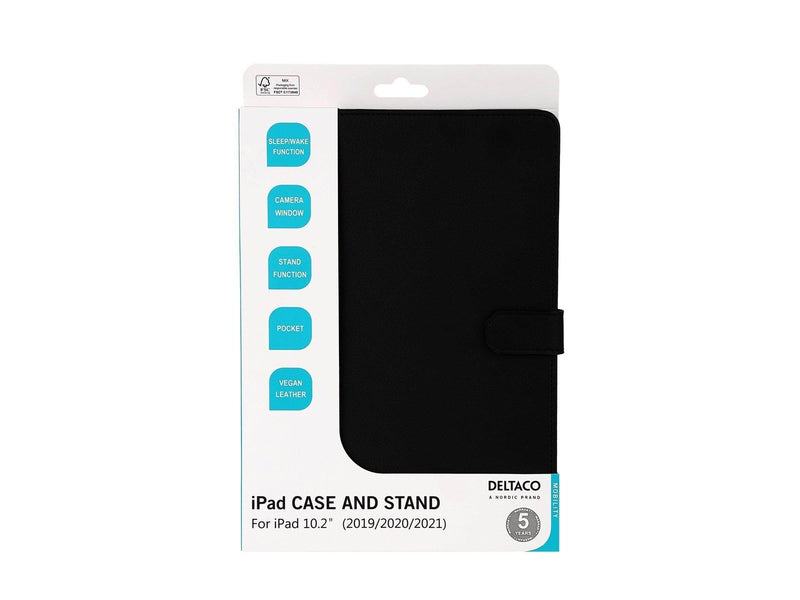 Deltaco Apple iPad 10.2" 2020 Case Vegan Leather Case - Black