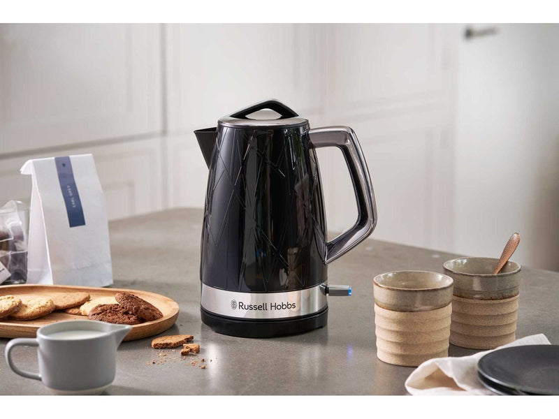 Russell Hobbs Wasserkocher Structure Kettle - Hochglanz-Schwarz mit Edelstahl-Akzenten - 2400 W