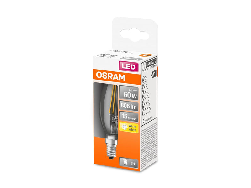 Osram LED-Lampe Candle 6W/827 (60W) Clear E14