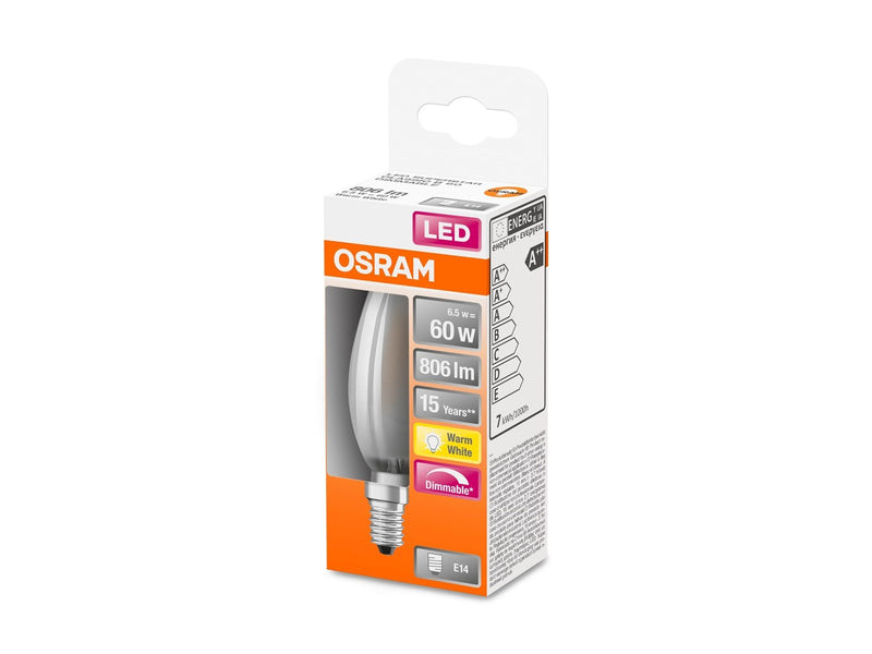 Osram LED-Lampe Candle 6.5W/827 (60W) frosted dimmable E14