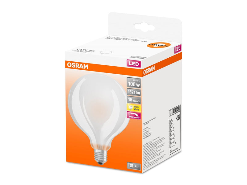 Osram LED-Lampe Globe 12W/827 (100W) Frosted Dimmable E27