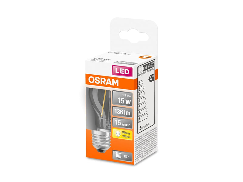 Osram LED-Lampe Mini-ball 1,5W/827 (15W) filament clear E27