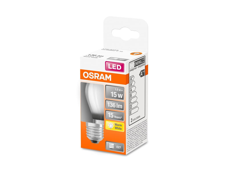 Osram LED-Lampe Mini-ball 1.5W/827 (15W) frosted E27