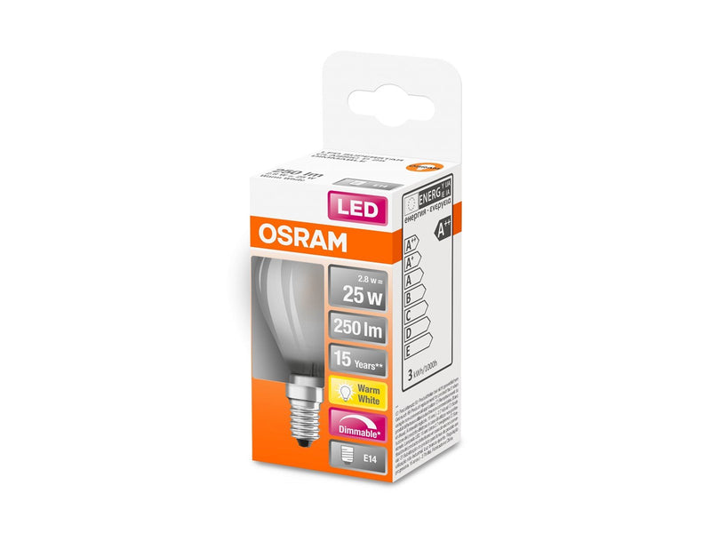 Osram LED-Lampe Mini-ball 2,8W/827 (25W) frosted dimmable E14