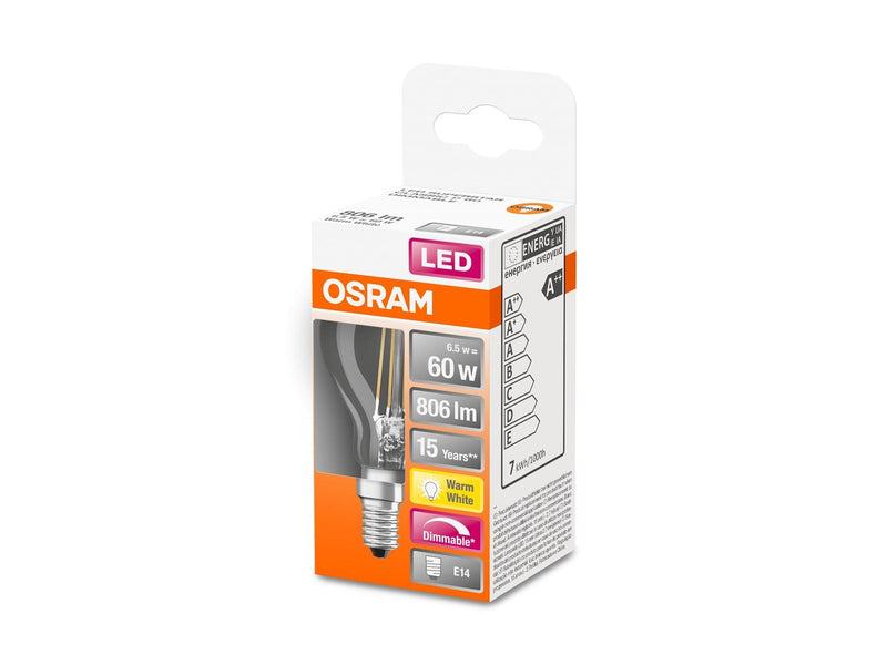 Osram LED-Lampe Mini-ball 6.5W/827 (60W) filament clear dimmable E14