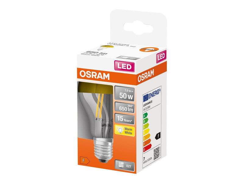 Osram LED-Lampe Standard 7W/827 (50W) filament clear mirror gold E27