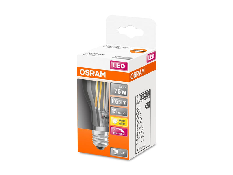Osram LED-Lampe Standard Filament 9W/827 (75W) Clear Dimmable E27