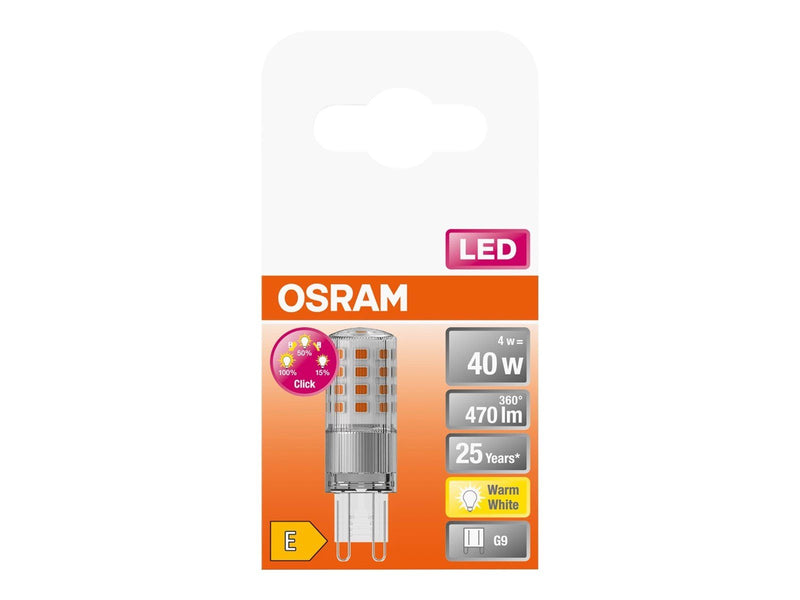Osram LED-Lampe Star+ Pin 4W/827 (40W) 3-step dimmable G9