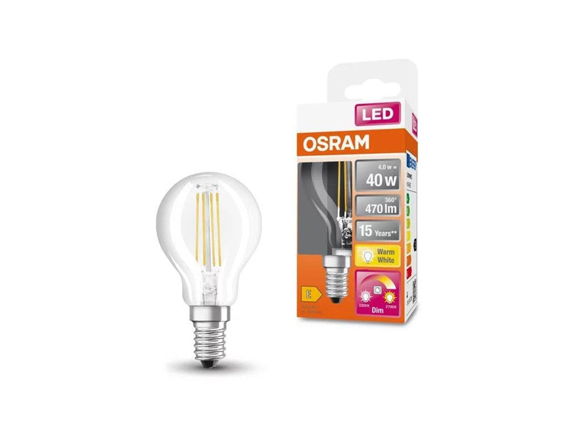 Osram LED-Lampe STAR+ GLOWdim mini-ball 4.5W/827 (40W) filament clear dimmable E14