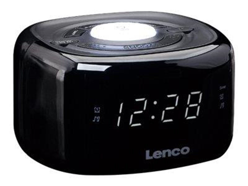 Lenco CR-12BK - FM Clock Radio with Night Light - Black - FM - 3D Sound - schwarz