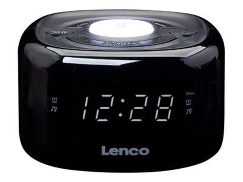 Lenco CR-12BK - FM Clock Radio with Night Light - Black - FM - 3D Sound - schwarz