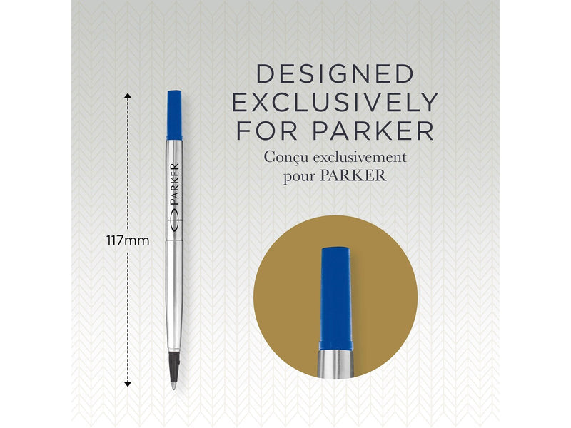 Parker Ersatzminen für Tintenroller | mittlere Spitze | blaue QUINK Tinte | 2 Stück