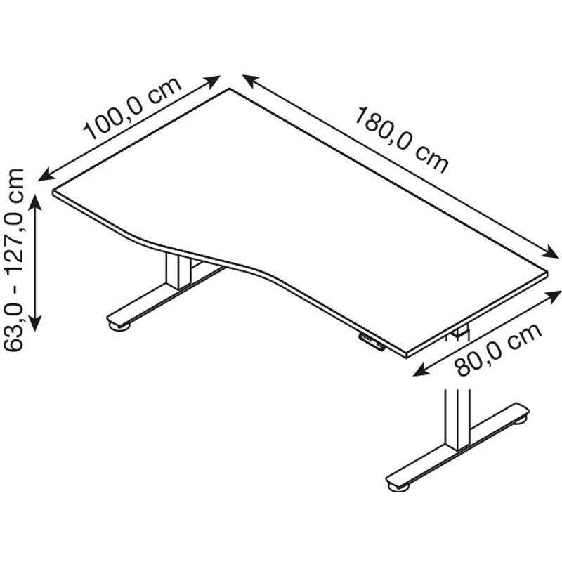 HAMMERBACHER VXDSM18/3/G elektrisch höhenverstellbarer Schreibtisch 63 - 127 cm ahorn / grafit