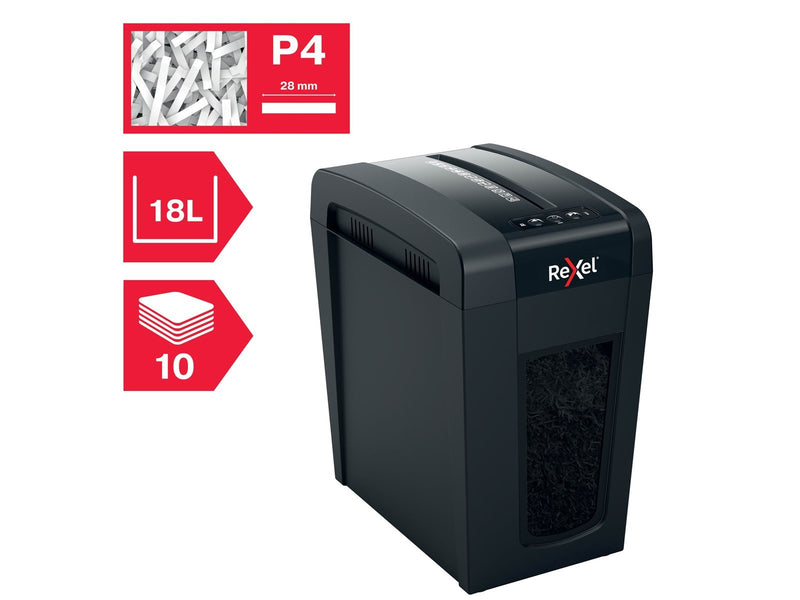 Rexel Secure X10-SL Slimline Whisper-Shred™ Aktenvernichter, Partikelschnitt, P4, 10 Blatt