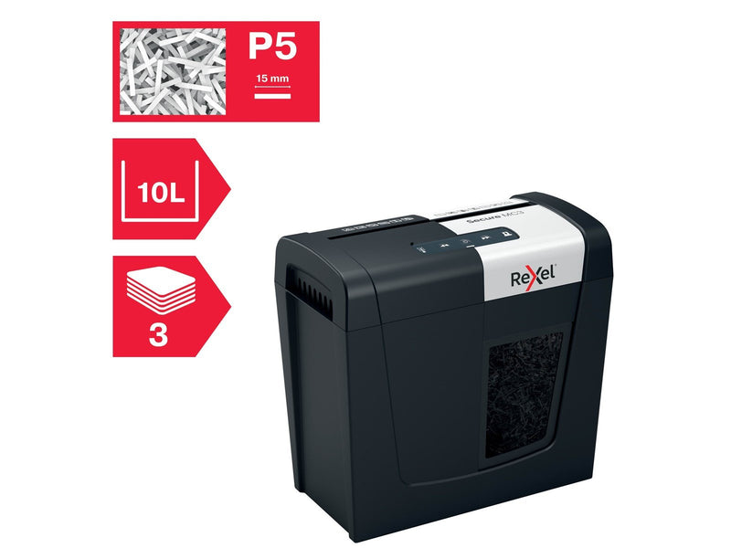 Rexel Secure MC3 Whisper-Shred™ Aktenvernichter, Mikroschnitt, P5, 3 Blatt