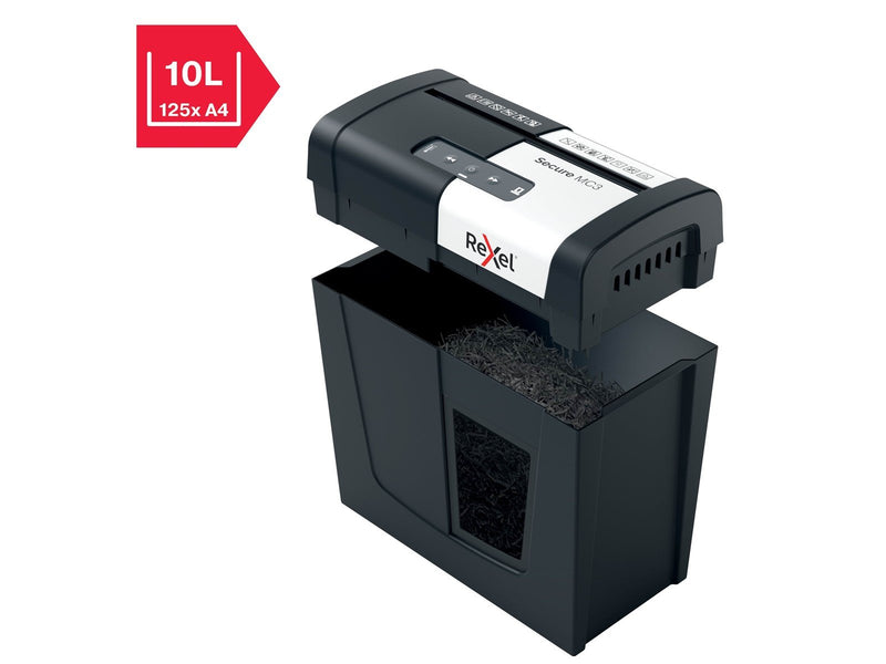 Rexel Secure MC3 Whisper-Shred™ Aktenvernichter, Mikroschnitt, P5, 3 Blatt