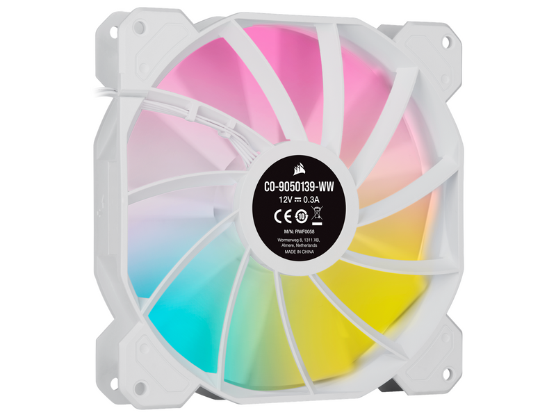 Corsair iCUE SP140 RGB Elite Performance White - Kit with iCUE Lighting Node CORE - Gehäuselüfter - 140mm - Weiß mit RGB-Beleuch