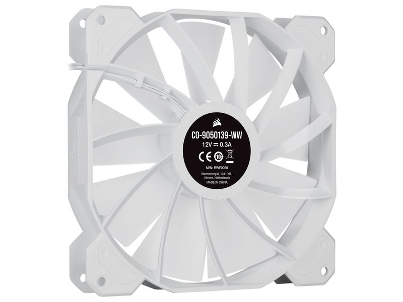 Corsair iCUE SP140 RGB Elite Performance White - Kit with iCUE Lighting Node CORE - Gehäuselüfter - 140mm - Weiß mit RGB-Beleuch