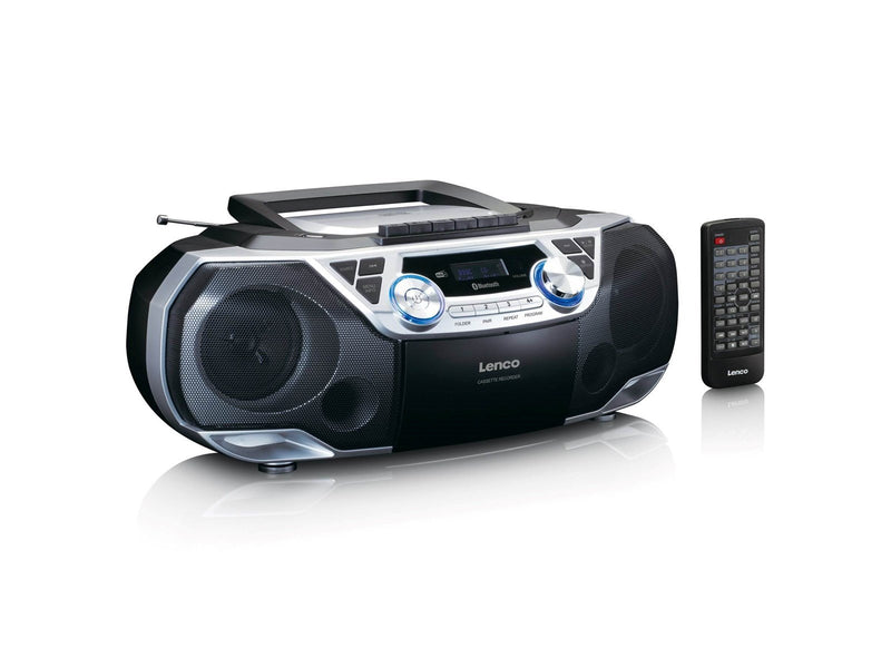 Lenco SCD-720SI - Portable Boombox with DAB+/FM radio Bluetooth® CD Casette Recorder and USB player - Silver - DAB/DAB+/FM - Ste