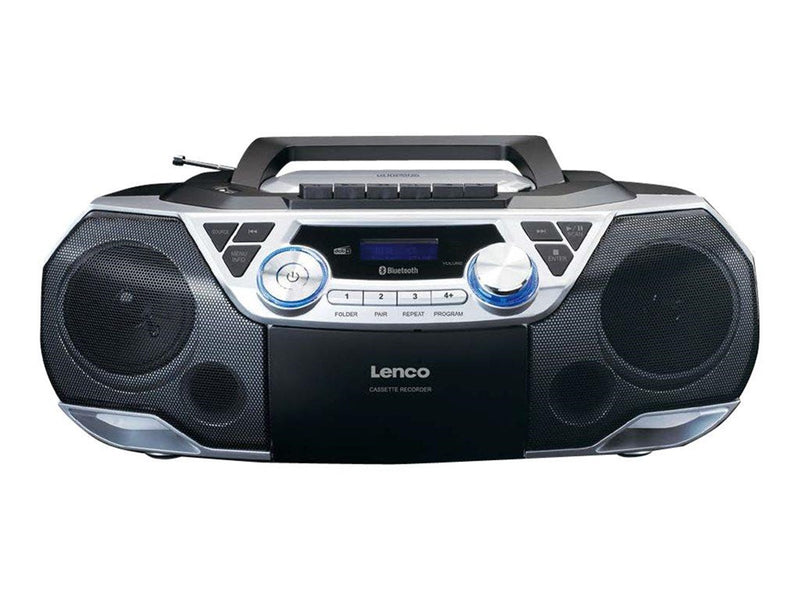 Lenco SCD-720SI - Portable Boombox with DAB+/FM radio Bluetooth® CD Casette Recorder and USB player - Silver - DAB/DAB+/FM - Ste