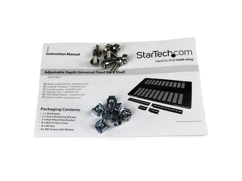 StarTech.com Eistellbarer Depth Fixed Server Rack Gehäuse Regal - Rackregal (belüftet)