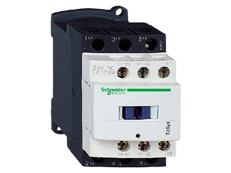 Schneider Electric Tesys d contactor lc1d09bd 3p 9a ac-3 4kw@400v 1no+1nc aux contact 24v dc coil