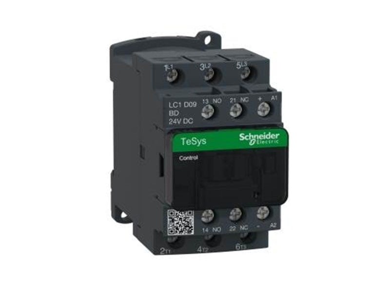 Schneider Electric Tesys d contactor lc1d09bd 3p 9a ac-3 4kw@400v 1no+1nc aux contact 24v dc coil
